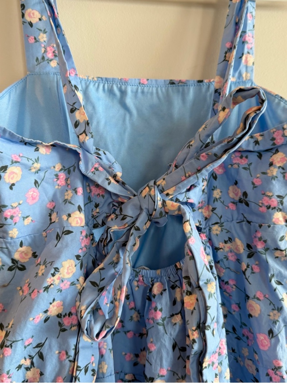 Anthropologie Blu Pepper Blue Preppy Floral A-Line Tie Back Cotton Sun Dress S - Picture 6 of 9